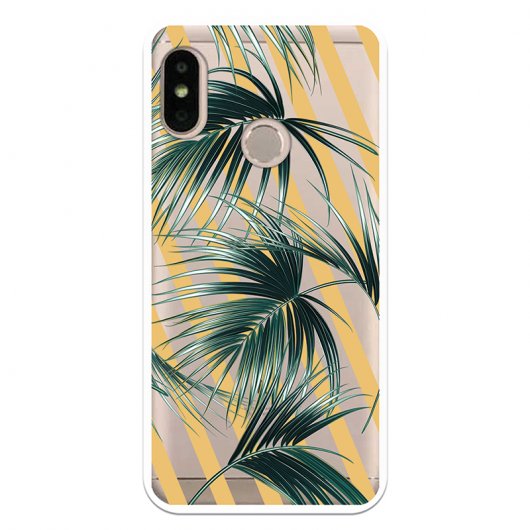 Be Unique Funda Gel Hojas Palmera Rayas Diagonales para Xiaomi Mi A2 Lite/Redmi 6 Pro
