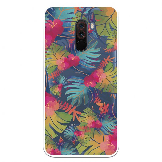 Be Unique Funda Gel Plantas y Hojas de Colores para Pocophone F1