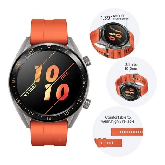 Huawei Watch GT Active Laranja Bracelete Castanha PcComponentes.pt