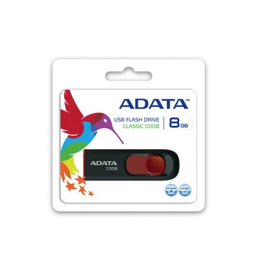 Adata C008 8GB USB 2.0 Negro/Rojo