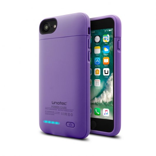 Unotec Power&Case Funda Batería Morada para iPhone 7/8/SE 2020