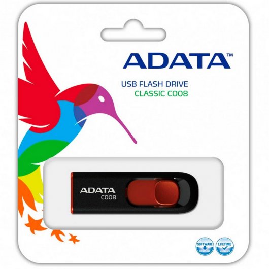 Adata C008 16GB USB 2.0 Negro/Rojo