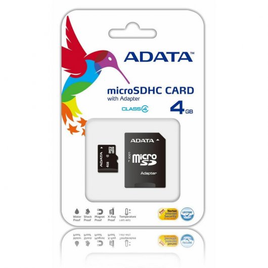 Adata microSDHC 4GB Clase 4 + Adaptador SD
