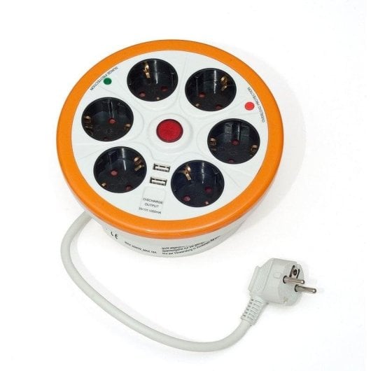 Garza Office Power Regleta Redonda 6 Tomas + USB