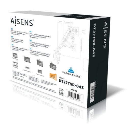 Aisens DT27TSR-043 Soporte de Mesa para Monitor/TV de 13" a 27" VESA 100x100 Máx. 9kg