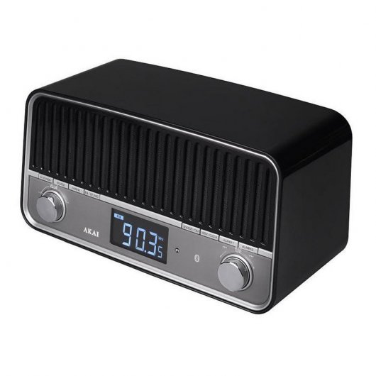 Akai APR500BK Radio Despertador Vintage Bluetooth Negro