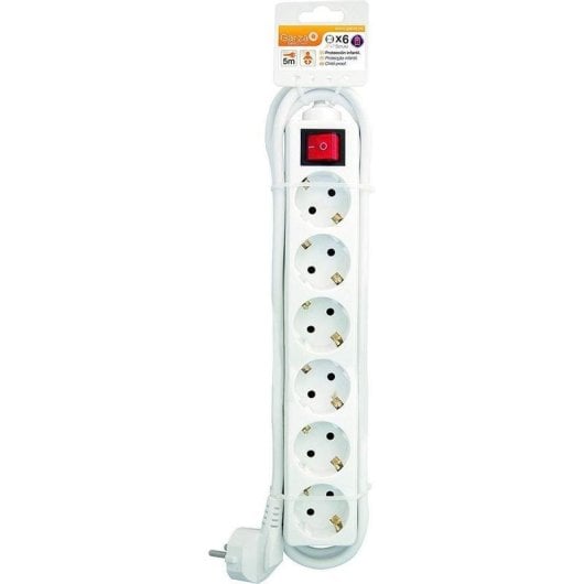 Multiprise Garza Basic Power 6 Prises avec Interrupteur et Protection Enfant 5 m