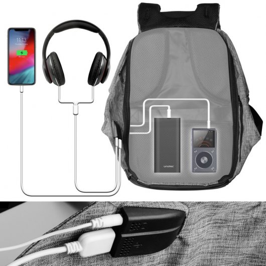 Unotec Mochila para Portátil/Tablet con Salida USB y de Auriculares