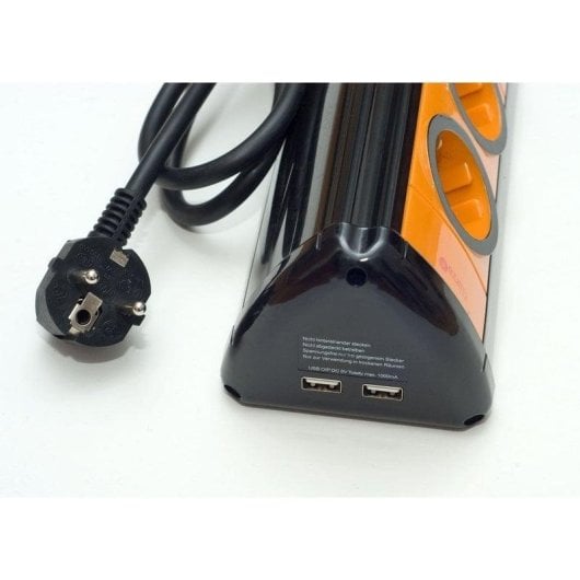Garza Home Power Regleta 5 Tomas + 2 USB Naranja