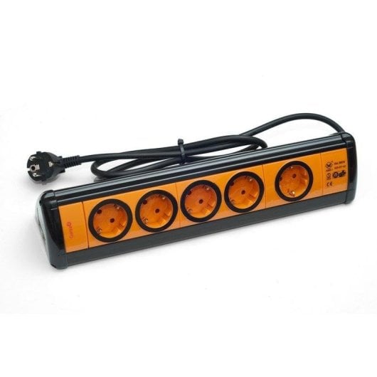 Garza Home Power Regleta 5 Tomas + 2 USB Naranja