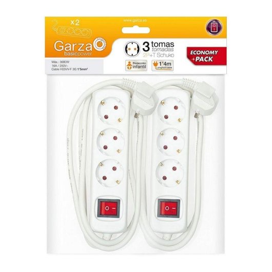 Garza Basic Power Pack 2 Regletas de 3 Tomas