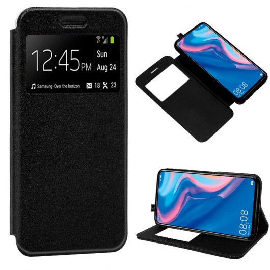 Cool Funda Flip Cover Liso Negro para Huawei P Smart Z