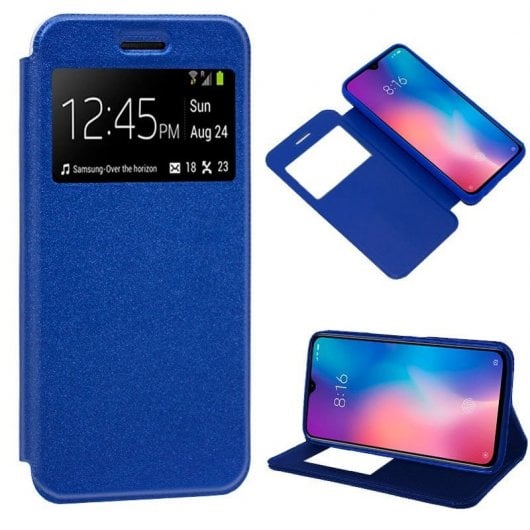 Capa flip azul lisa legal para Xiaomi Mi 9 SE