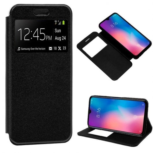 Capa flip preta lisa e legal para Xiaomi Mi 9 SE