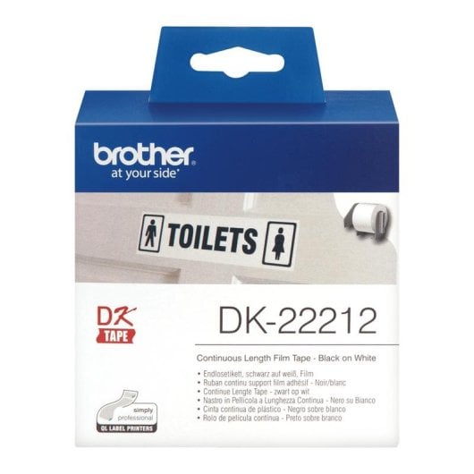 Cinta Brother DK-22212 Preto sobre Branco 62 mm x 15,24 m Térmica