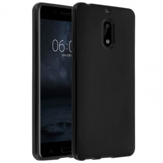 Avizar Funda de Silicona Negra Mate para Nokia 6