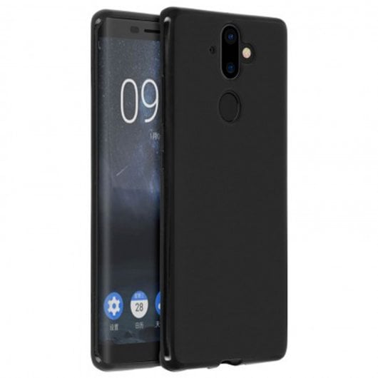 Avizar Funda de Silicona Brillante Negra Nokia 8 Sirocco