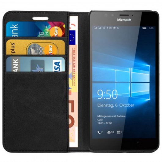 Avizar Funda Libro Negra para Microsoft Lumia 950