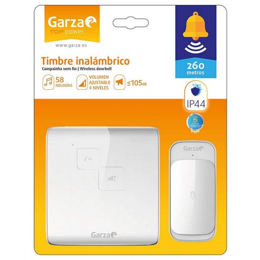 Garza Smarthome Campainha Sem Fios Exterior Quadrada Branco