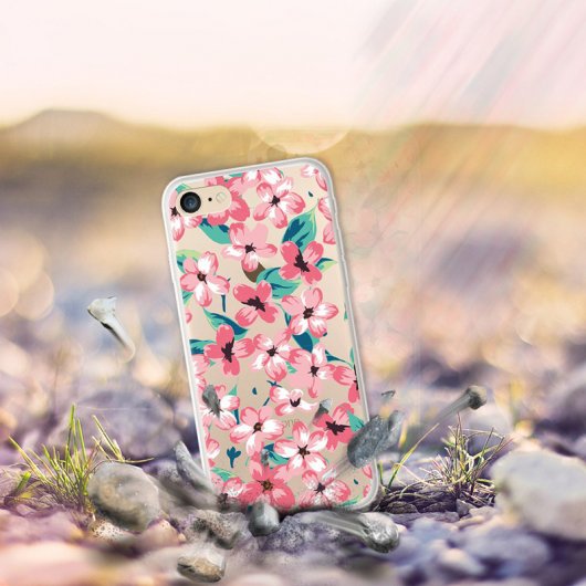 WoowCase Funda de Silicona con Estampado de Flores Vintage