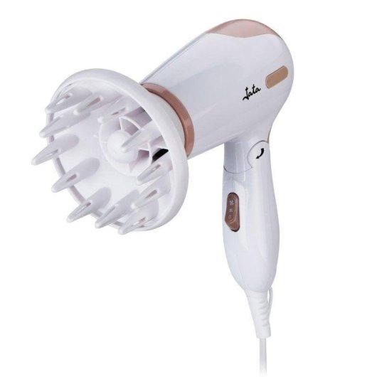 Secador de Pelo de Viaje Plegable Jata SC47B 1200W 2 Temperaturas 2 Velocidades con Accesorios Marrón Blanco
