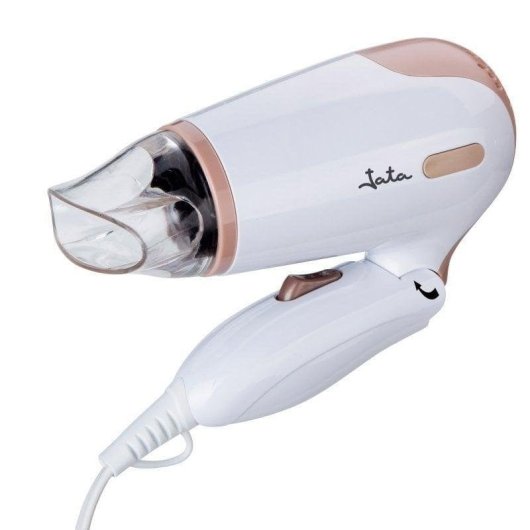 Secador de Pelo de Viaje Plegable Jata SC47B 1200W 2 Temperaturas 2 Velocidades con Accesorios Marrón Blanco