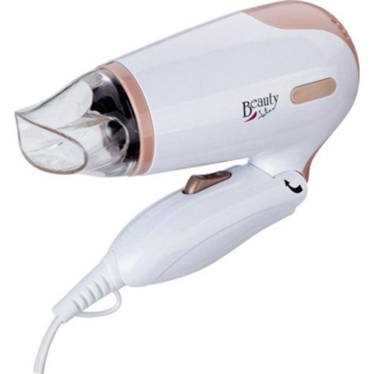 Secador de Pelo de Viaje Plegable Jata SC47B 1200W 2 Temperaturas 2 Velocidades con Accesorios Marrón Blanco
