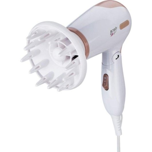 Secador de Pelo de Viaje Plegable Jata SC47B 1200W 2 Temperaturas 2 Velocidades con Accesorios Marrón Blanco