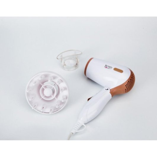 Secador de Pelo de Viaje Plegable Jata SC47B 1200W 2 Temperaturas 2 Velocidades con Accesorios Marrón Blanco