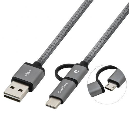 CoolBox Cabo Multi USB 2.0 MicroUSB/USB-C Cinzento 1m