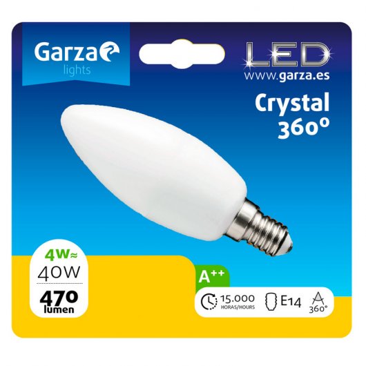 Garza Crystal Vela Bombilla LED 4W E14 Blanco Neutro