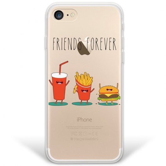 WoowCase Funda de Silicona Hamburguesa Refresco y Patatas para iPhone 8