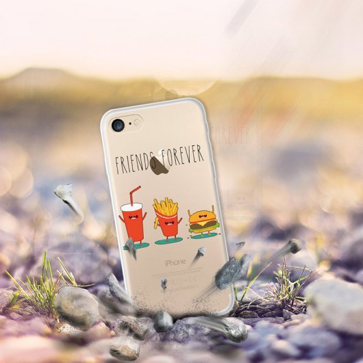 WoowCase Funda de Silicona Hamburguesa Refresco y Patatas para iPhone 8