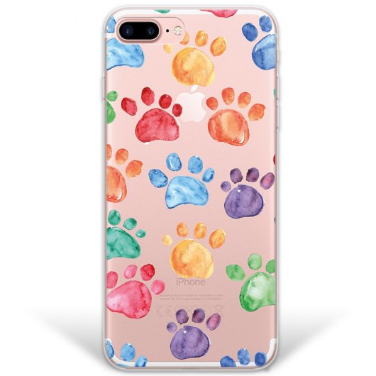 WoowCase Funda de Silicona Huellas de Perro de Colores para iPhone 8 Plus
