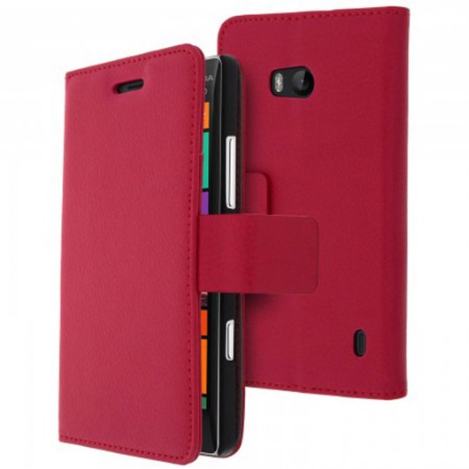 Avizar Funda Libro Billetera Roja para Nokia 930