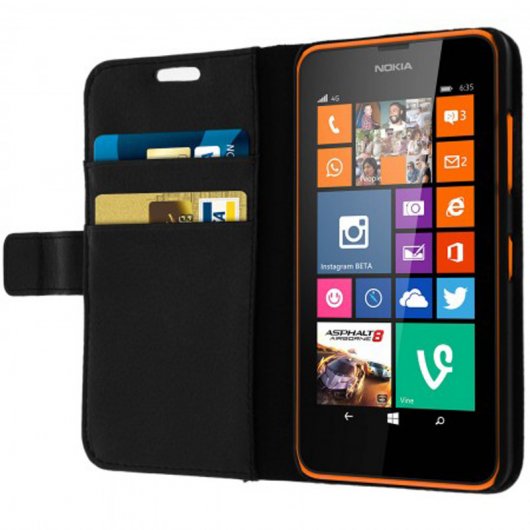 Avizar Funda Billetera Negra para Lumia 630/635