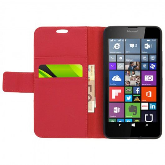Avizar Funda Libro Billetera Roja para Nokia Lumia 640
