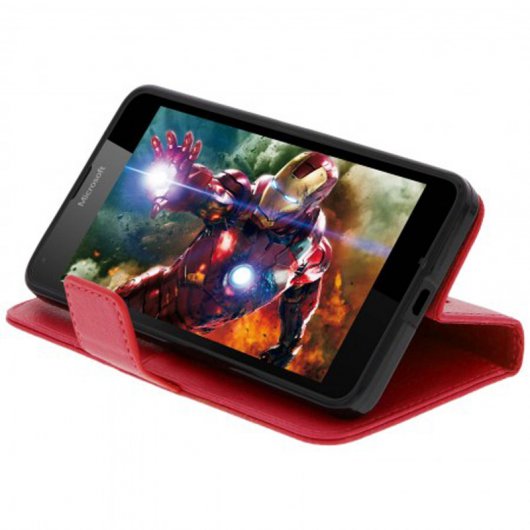 Avizar Funda Libro Billetera Roja para Nokia Lumia 640