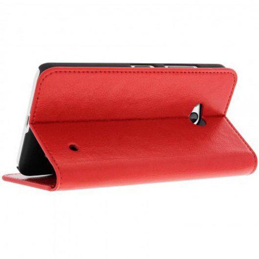 Avizar Funda Billetera de Cuero Rojo para Nokia Lumia 640