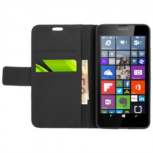 Avizar Funda Billetera Negra para Nokia Lumia 640