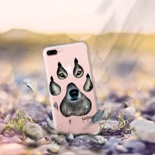 WoowCase Funda de Silicona Huella de Lobo para iPhone 8 Plus
