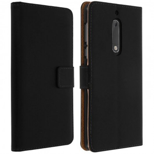 Avizar Funda Billetera de Cuero Negro para Nokia 5