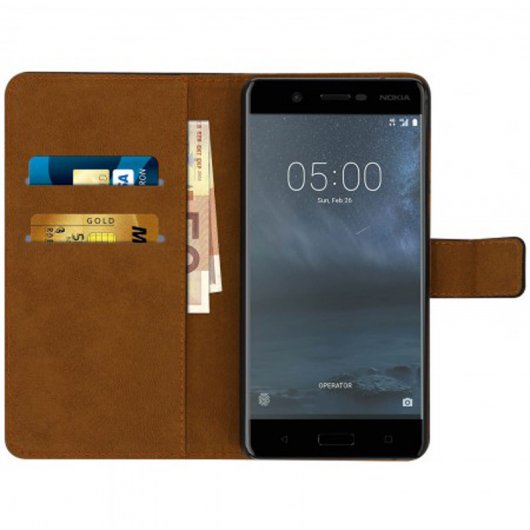 Avizar Funda Billetera de Cuero Negro para Nokia 5