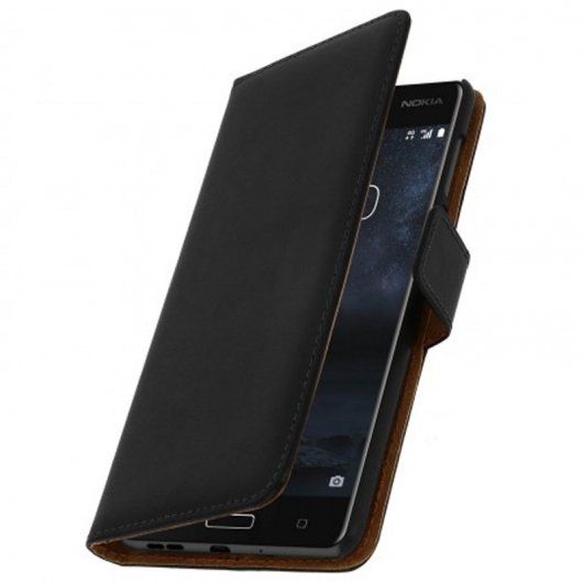 Avizar Funda Billetera de Cuero Negro para Nokia 5