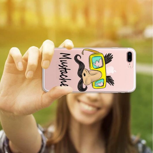 WoowCase Funda de Silicona Mostacho y Gafas para iPhone 8 Plus