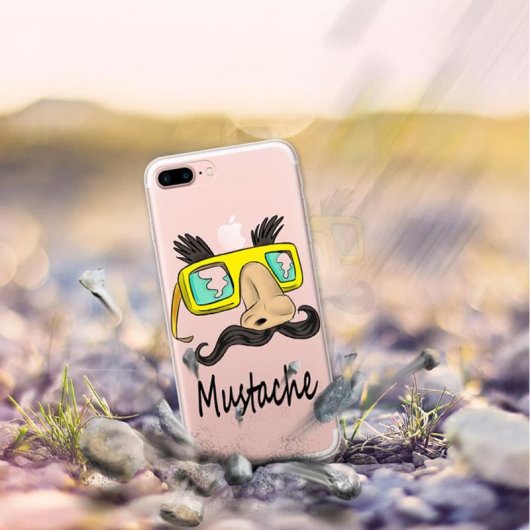 WoowCase Funda de Silicona Mostacho y Gafas para iPhone 8 Plus