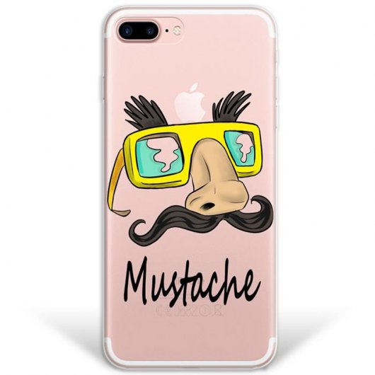 WoowCase Funda de Silicona Mostacho y Gafas para iPhone 8 Plus