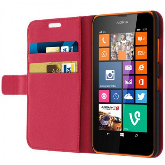 Avizar Funda Billetera Roja para Nokia Lumia 630/635