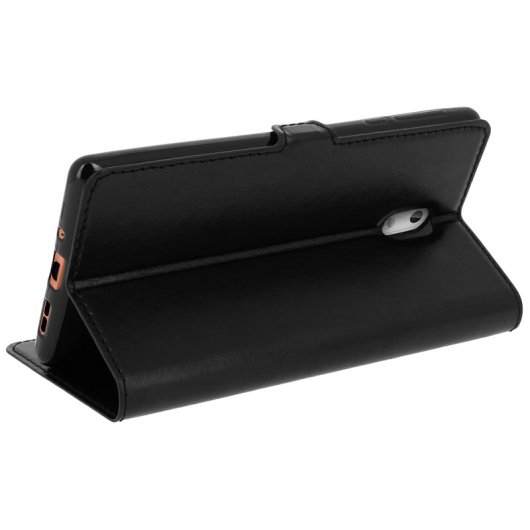 Funda Libro de Silicona Negra con Doble Ventana para Nokia 3