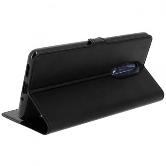 Funda Libro de Silicona Negra con Doble Ventana para Nokia 8